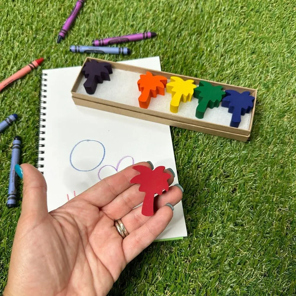 2/$30 Palm Tree Crayons (6), Kids Boys Girls, Tropical Hawaiian Beach B-day Gift